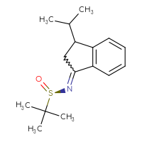 Chemical structure of (R)-2-methyl-N-[3-(propan-2-yl)-2,3-dihydro-1H-inden-1-ylidene]propane-2-sulfinamide - CSSB21332859022
