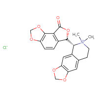 Chemical structure of (5R)-6,6-dimethyl-5-[(10S)-12-oxo-3,5,11-trioxatricyclo[7.3.0.0²,⁶]dodeca-1(9),2(6),7-trien-10-yl]-2H,5H,6H,7H,8H-[1,3]dioxolo[4,5-g]isoquinolin-6-ium chloride - CSSB00009191691