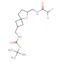 Chemical structure of tert-butyl N-({6-[(2-chloro-2-fluoroacetamido)methyl]-5-oxaspiro[3.4]octan-2-yl}methyl)carbamate - CSSB21332119629