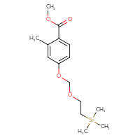Chemical structure of methyl 2-methyl-4-{[2-(trimethylsilyl)ethoxy]methoxy}benzoate - CSSB20959779181