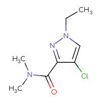 Chemical structure of 4-chloro-1-ethyl-N,N-dimethyl-1H-pyrazole-3-carboxamide - CSSB01991046258