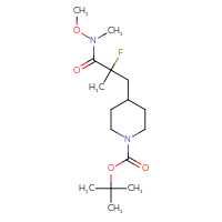 Chemical structure of tert-butyl 4-{2-fluoro-2-[methoxy(methyl)carbamoyl]-2-methylethyl}piperidine-1-carboxylate - CSSB15591576036