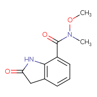 Chemical structure of N-methoxy-N-methyl-2-oxo-2,3-dihydro-1H-indole-7-carboxamide - CSSB15027630712