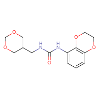 Chemical structure of 1-(2,3-dihydro-1,4-benzodioxin-5-yl)-3-[(1,3-dioxan-5-yl)methyl]urea - CSSB15368208000