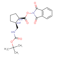 Chemical structure of rac-1,3-dioxo-2,3-dihydro-1H-isoindol-2-yl (1R,2S)-2-({[(tert-butoxy)carbonyl]amino}methyl)cyclopentane-1-carboxylate - CSSB20620685147