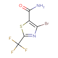 Chemical structure of 4-bromo-2-(trifluoromethyl)-1,3-thiazole-5-carboxamide - CSSB02270738692