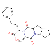 Chemical structure of (2S)-2-[(2S,6S,8S,11S)-11-methyl-9,12-dioxo-1,10-diazatricyclo[6.4.0.0²,⁶]dodecan-10-yl]-4-phenylbutanoic acid - CSSB00102646455
