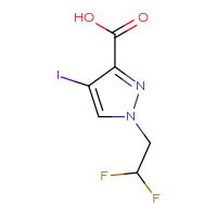 Chemical structure of 1-(2,2-difluoroethyl)-4-iodo-1H-pyrazole-3-carboxylic acid - CSSB00010781110