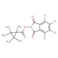 Chemical structure of 4,5,6,7-tetrachloro-1,3-dioxo-2,3-dihydro-1H-isoindol-2-yl 1,2,2,3,3-pentamethylcyclopropane-1-carboxylate - CSSB20270129028