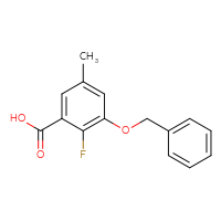 Chemical structure of 3-(benzyloxy)-2-fluoro-5-methylbenzoic acid - CSSB14926534331