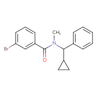 Chemical structure of 3-bromo-N-[cyclopropyl(phenyl)methyl]-N-methylbenzamide - CSSB15362989335