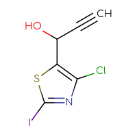 Chemical structure of 1-(4-chloro-2-iodo-1,3-thiazol-5-yl)prop-2-yn-1-ol - CSSB21246425261