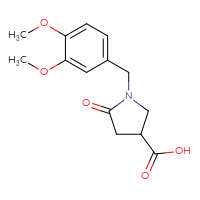 Chemical structure of 1-[(3,4-dimethoxyphenyl)methyl]-5-oxopyrrolidine-3-carboxylic acid - CSSB00020614014