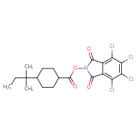 Chemical structure of 4,5,6,7-tetrachloro-1,3-dioxo-2,3-dihydro-1H-isoindol-2-yl 4-(2-methylbutan-2-yl)cyclohexane-1-carboxylate - CSSB20271180557
