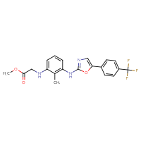 Chemical structure of methyl 2-{[2-methyl-3-({5-[4-(trifluoromethyl)phenyl]-1,3-oxazol-2-yl}amino)phenyl]amino}acetate - CSSB20621663200
