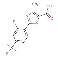 Chemical structure of 2-[2-fluoro-4-(trifluoromethyl)phenyl]-4-methyl-1,3-thiazole-5-carboxylic acid - CSSB00025738808
