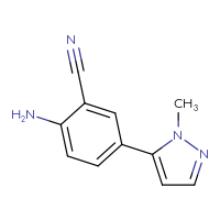 Chemical structure of 2-amino-5-(1-methyl-1H-pyrazol-5-yl)benzonitrile - CSSB03704509779