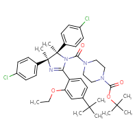 Chemical structure of tert-butyl 4-[(4S,5R)-2-(4-tert-butyl-2-ethoxyphenyl)-4,5-bis(4-chlorophenyl)-4,5-dimethyl-4,5-dihydro-1H-imidazole-1-carbonyl]piperazine-1-carboxylate - CSSB17212874485