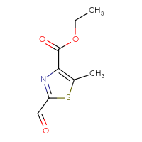 Chemical structure of ethyl 2-formyl-5-methyl-1,3-thiazole-4-carboxylate - CSSB00010632451