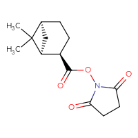 Chemical structure of 2,5-dioxopyrrolidin-1-yl (1S,2R,5S)-6,6-dimethylbicyclo[3.1.1]heptane-2-carboxylate - CSSB20270695792