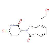 Chemical structure of 3-[4-(2-hydroxyethyl)-1-oxo-2,3-dihydro-1H-isoindol-2-yl]piperidine-2,6-dione - CSSB21509799787