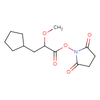 Chemical structure of 2,5-dioxopyrrolidin-1-yl 3-cyclopentyl-2-methoxypropanoate - CSSB20269749327