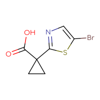 Chemical structure of 1-(5-bromo-1,3-thiazol-2-yl)cyclopropane-1-carboxylic acid - CSSB00021278908