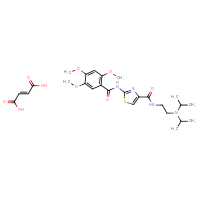 Chemical structure of (2E)-but-2-enedioic acid; N-{2-[bis(propan-2-yl)amino]ethyl}-2-(2,4,5-trimethoxybenzamido)-1,3-thiazole-4-carboxamide - CSSB06629245993