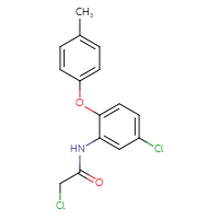 Chemical structure of 2-chloro-N-[5-chloro-2-(4-methylphenoxy)phenyl]acetamide - CSSB00000735023