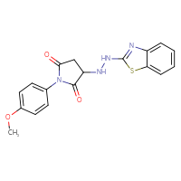 Chemical structure of 3-[2-(1,3-benzothiazol-2-yl)hydrazin-1-yl]-1-(4-methoxyphenyl)pyrrolidine-2,5-dione - CSSB00121689164
