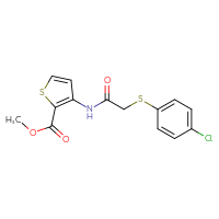 Chemical structure of methyl 3-{2-[(4-chlorophenyl)sulfanyl]acetamido}thiophene-2-carboxylate - CSSB00025735834