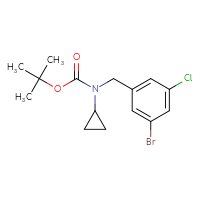 Chemical structure of tert-butyl N-[(3-bromo-5-chlorophenyl)methyl]-N-cyclopropylcarbamate - CSSB03219875979