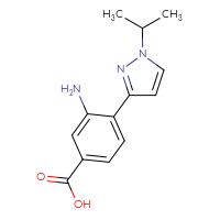 Chemical structure of 3-amino-4-[1-(propan-2-yl)-1H-pyrazol-3-yl]benzoic acid - CSSB21415981191