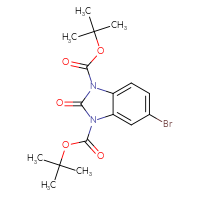 Chemical structure of 1,3-di-tert-butyl 5-bromo-2-oxo-2,3-dihydro-1H-1,3-benzodiazole-1,3-dicarboxylate - CSSB06741678555