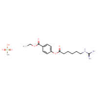 Chemical structure of ethyl 4-[(6-carbamimidamidohexanoyl)oxy]benzoate; methanesulfonic acid - CSSB00000047653