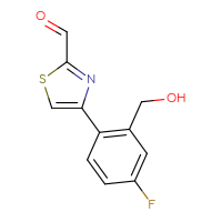 Chemical structure of 4-[4-fluoro-2-(hydroxymethyl)phenyl]-1,3-thiazole-2-carbaldehyde - CSSB06584899187