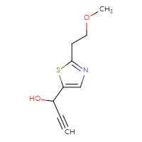 Chemical structure of 1-[2-(2-methoxyethyl)-1,3-thiazol-5-yl]prop-2-yn-1-ol - CSSB20671869152