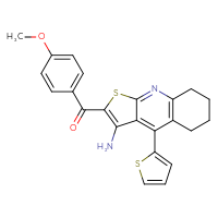 Chemical structure of 2-(4-methoxybenzoyl)-4-(thiophen-2-yl)-5H,6H,7H,8H-thieno[2,3-b]quinolin-3-amine - CSSB00121687558
