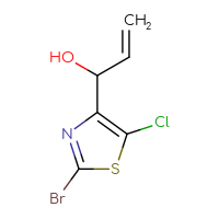 Chemical structure of 1-(2-bromo-5-chloro-1,3-thiazol-4-yl)prop-2-en-1-ol - CSSB21246422257