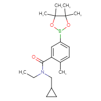 Chemical structure of N-(cyclopropylmethyl)-N-ethyl-2-methyl-5-(4,4,5,5-tetramethyl-1,3,2-dioxaborolan-2-yl)benzamide - CSSB02533249013