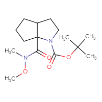 Chemical structure of tert-butyl 6a-[methoxy(methyl)carbamoyl]-octahydrocyclopenta[b]pyrrole-1-carboxylate - CSSB07102428351