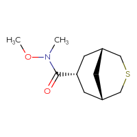 Chemical structure of (1R,5S,7r)-N-methoxy-N-methyl-3-thiabicyclo[3.3.1]nonane-7-carboxamide - CSSB02497013327