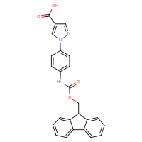 Chemical structure of 1-[4-({[(9H-fluoren-9-yl)methoxy]carbonyl}amino)phenyl]-1H-pyrazole-4-carboxylic acid - CSSB03555214559