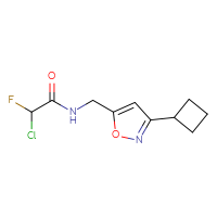 Chemical structure of 2-chloro-N-[(3-cyclobutyl-1,2-oxazol-5-yl)methyl]-2-fluoroacetamide - CSSB21332109758