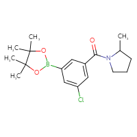 Chemical structure of 1-[3-chloro-5-(4,4,5,5-tetramethyl-1,3,2-dioxaborolan-2-yl)benzoyl]-2-methylpyrrolidine - CSSB02526686200