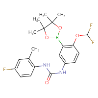 Chemical structure of 1-[4-(difluoromethoxy)-3-(4,4,5,5-tetramethyl-1,3,2-dioxaborolan-2-yl)phenyl]-3-(4-fluoro-2-methylphenyl)urea - CSSB21332092402