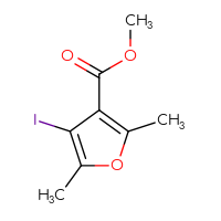 Chemical structure of methyl 4-iodo-2,5-dimethylfuran-3-carboxylate - CSSB00012344186