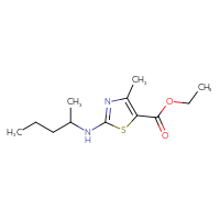 Chemical structure of ethyl 4-methyl-2-[(pentan-2-yl)amino]-1,3-thiazole-5-carboxylate - CSSB00000697623