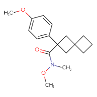 Chemical structure of N-methoxy-2-(4-methoxyphenyl)-N-methylspiro[3.3]heptane-2-carboxamide - CSSB01395048511