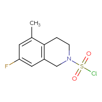 Chemical structure of 7-fluoro-5-methyl-1,2,3,4-tetrahydroisoquinoline-2-sulfonyl chloride - CSSB15014907483